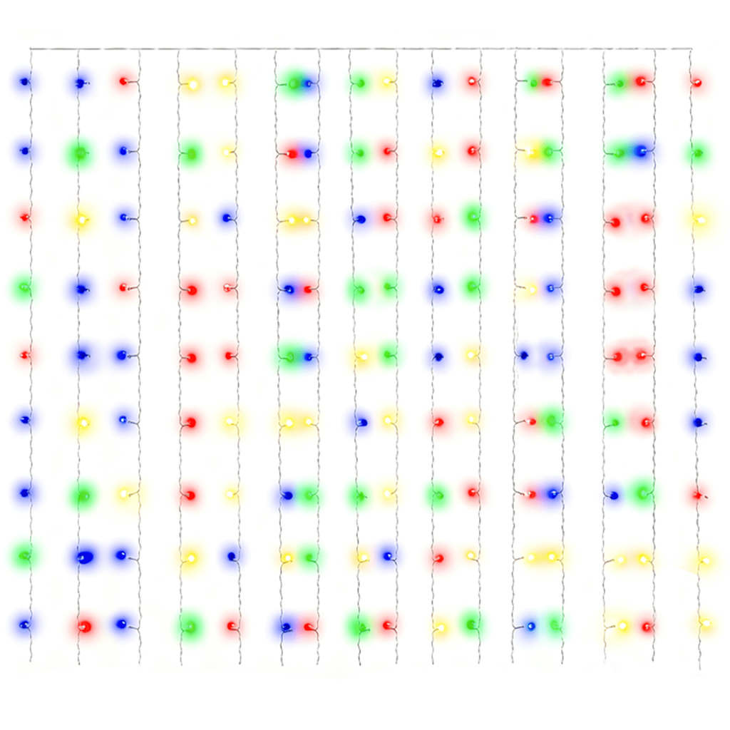 vidaXL LED Curtain Fairy Lights 3x3m 300 LED Colourful 8 Function - multicolour
