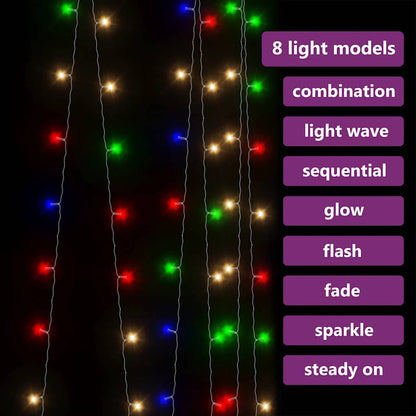 vidaXL LED Curtain Fairy Lights 3x3m 300 LED Colourful 8 Function - multicolour