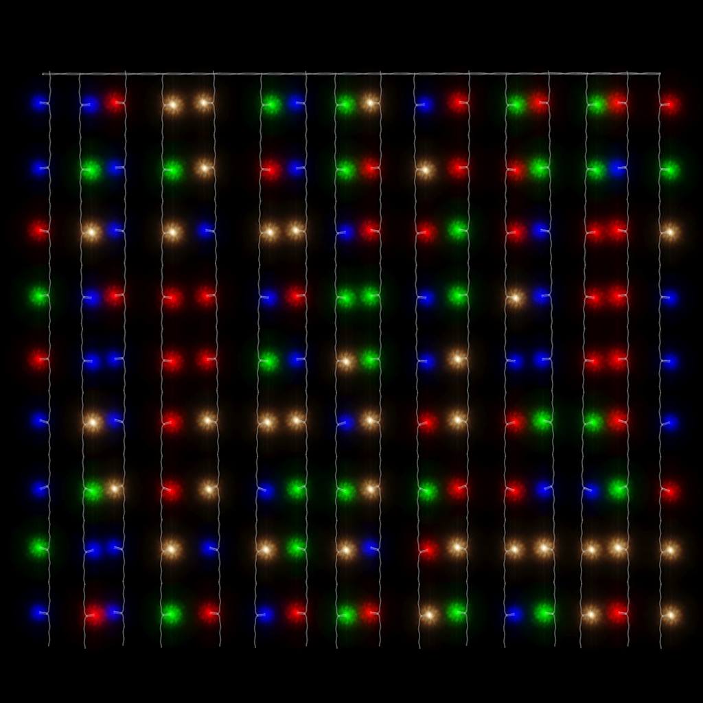 vidaXL LED Curtain Fairy Lights 3x3m 300 LED Colourful 8 Function - multicolour