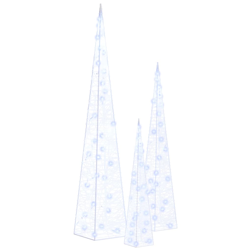 vidaXL Acrylic Decorative LED Light Cone Set Blue 30/45/60cm - 30/45/60 cm