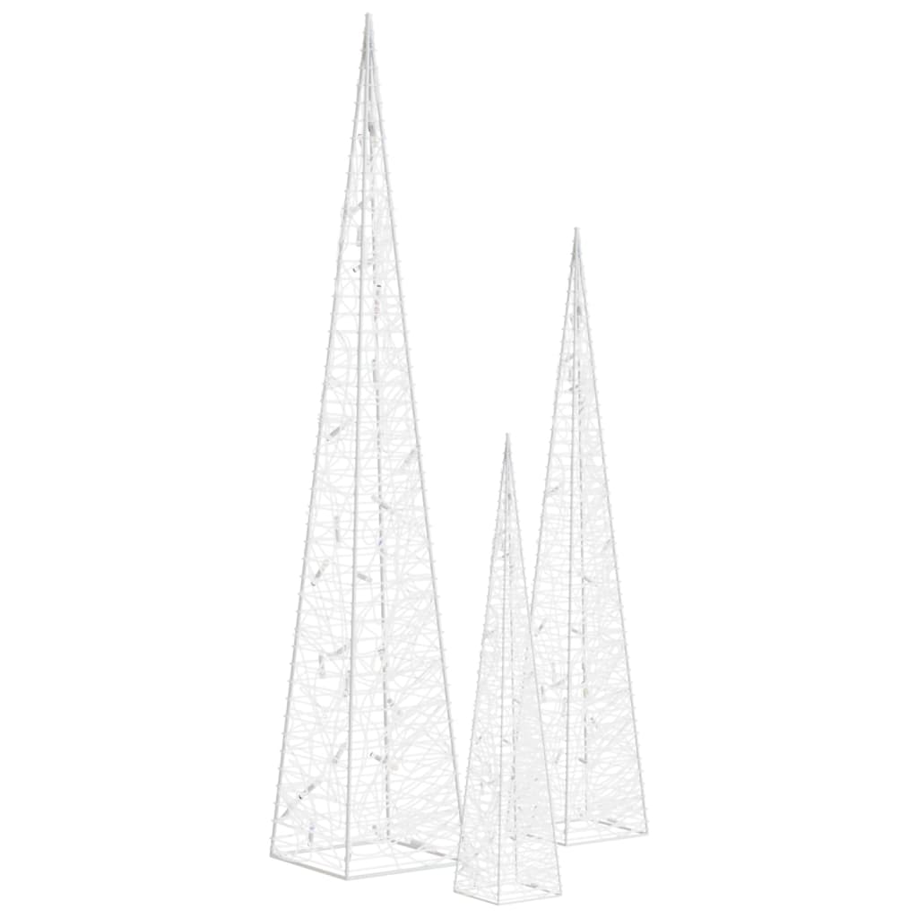 vidaXL Acrylic Decorative LED Light Cone Set Blue 30/45/60cm - 30/45/60 cm