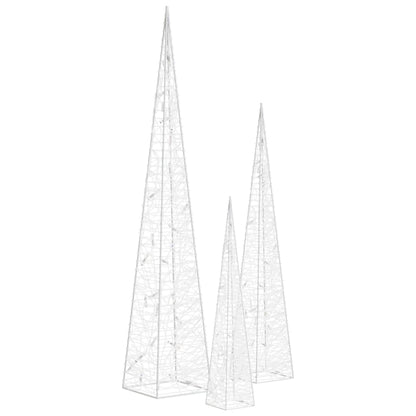 vidaXL Acrylic Decorative LED Light Cone Set Blue 30/45/60cm - 30/45/60 cm