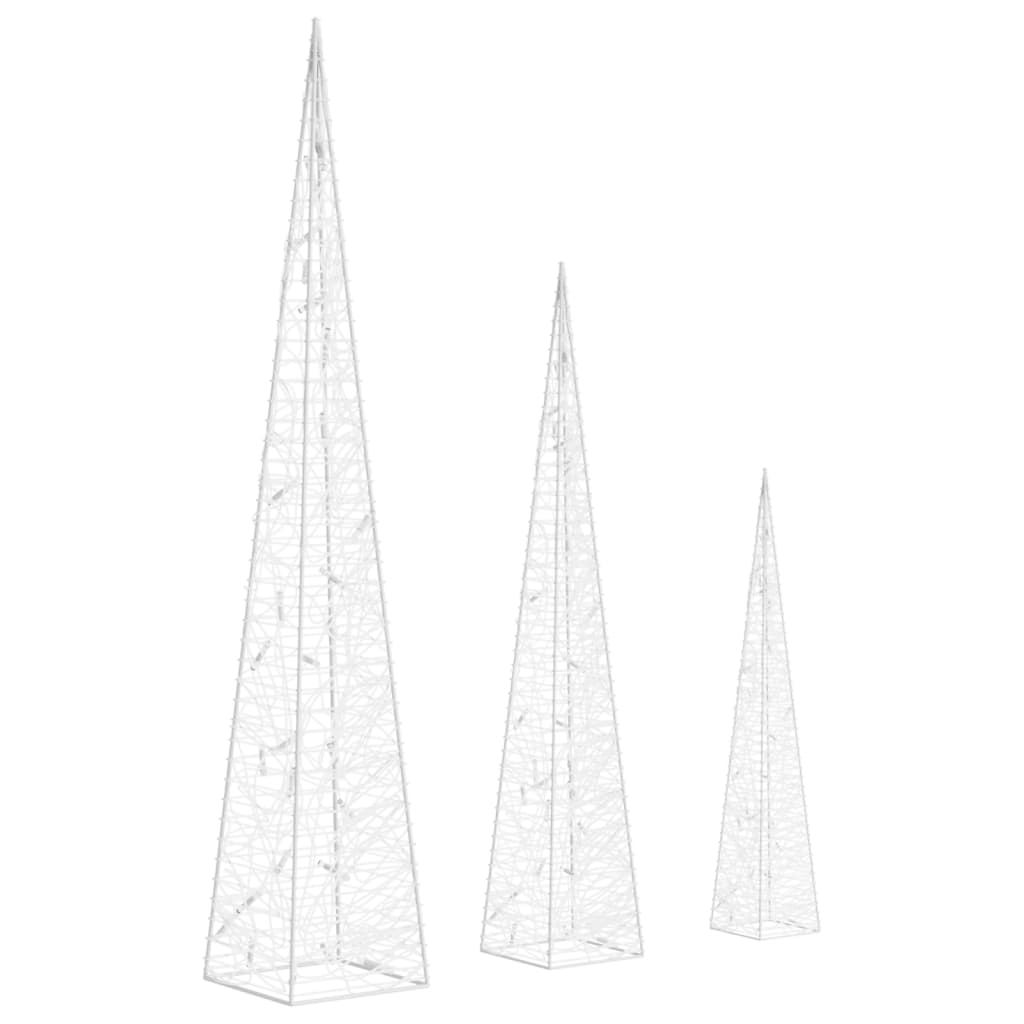 vidaXL Acrylic Decorative LED Light Cone Set Blue 30/45/60cm - 30/45/60 cm