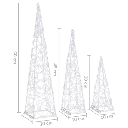 vidaXL Acrylic Decorative LED Light Cone Set Blue 30/45/60cm - 30/45/60 cm