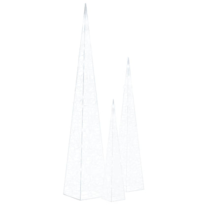 vidaXL Acrylic Decorative LED Light Cone Set Cold White 60/90/120cm - 60/90/120 cm