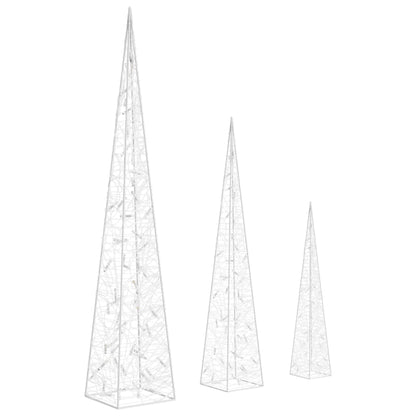 vidaXL Acrylic Decorative LED Light Cone Set Cold White 60/90/120cm - 60/90/120 cm