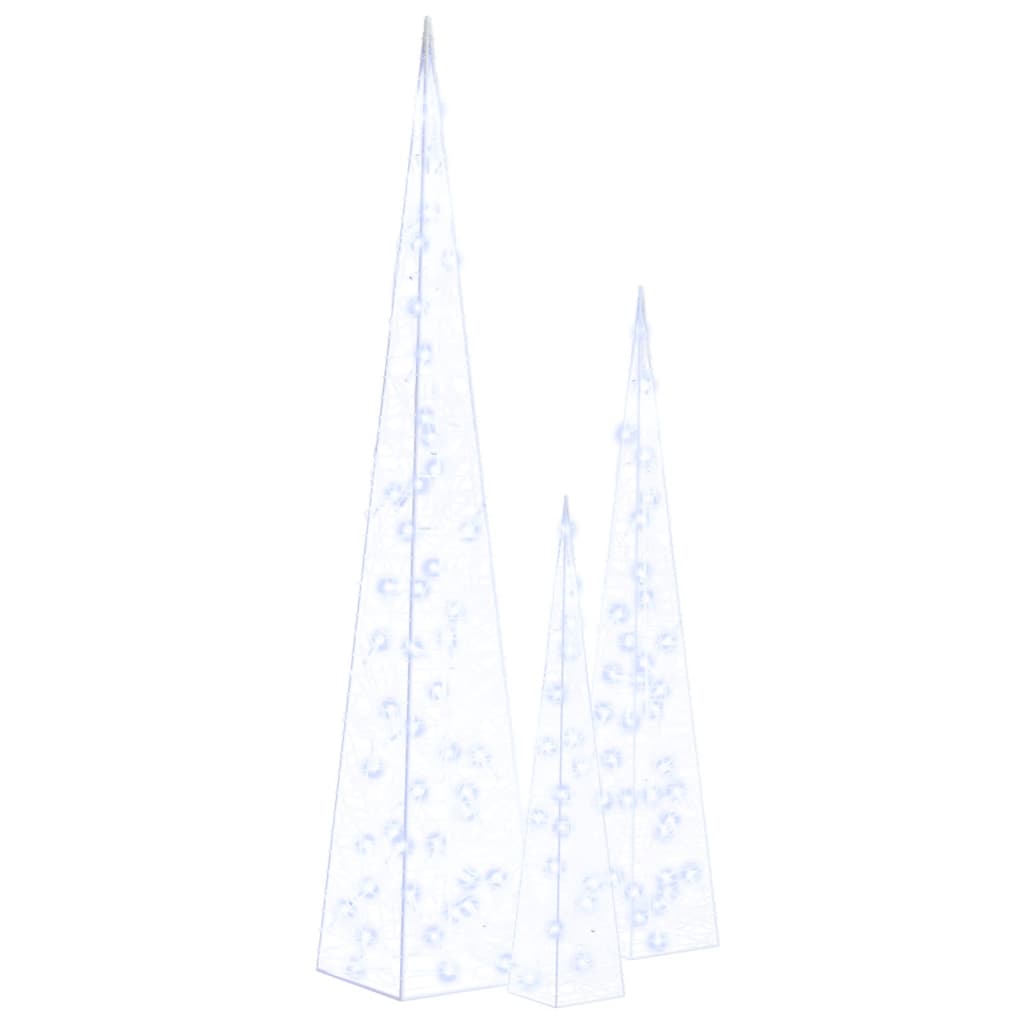 vidaXL Acrylic Decorative LED Light Cone Set Blue 60/90/120cm - 60/90/120 cm