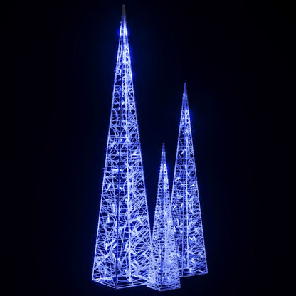 vidaXL Acrylic Decorative LED Light Cone Set Blue 60/90/120cm - 60/90/120 cm