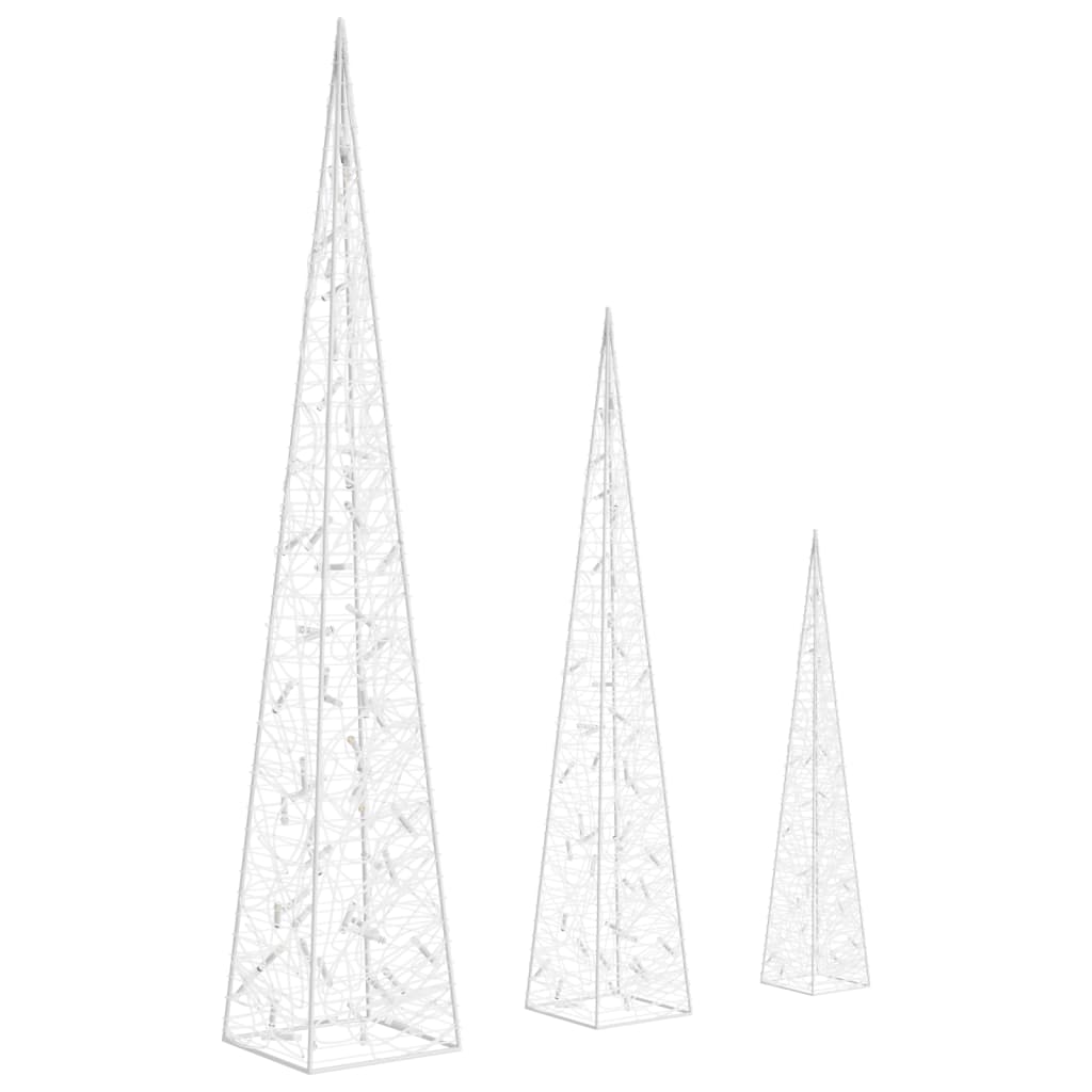 vidaXL Acrylic Decorative LED Light Cone Set Blue 60/90/120cm - 60/90/120 cm