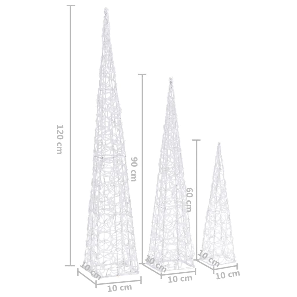 vidaXL Acrylic Decorative LED Light Cone Set Blue 60/90/120cm - 60/90/120 cm