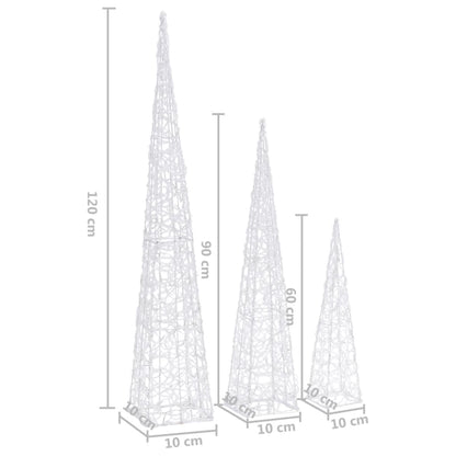 vidaXL Acrylic Decorative LED Light Cone Set Blue 60/90/120cm - 60/90/120 cm