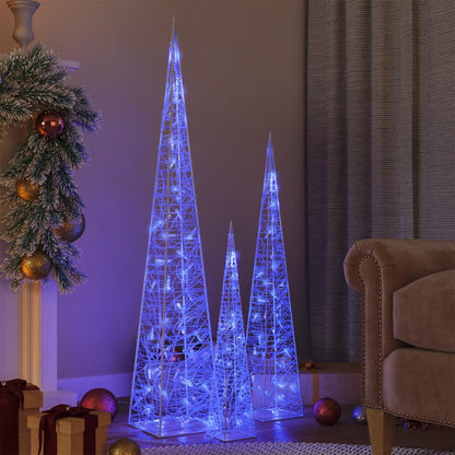 vidaXL Acrylic Decorative LED Light Cone Set Blue 60/90/120cm - 60/90/120 cm