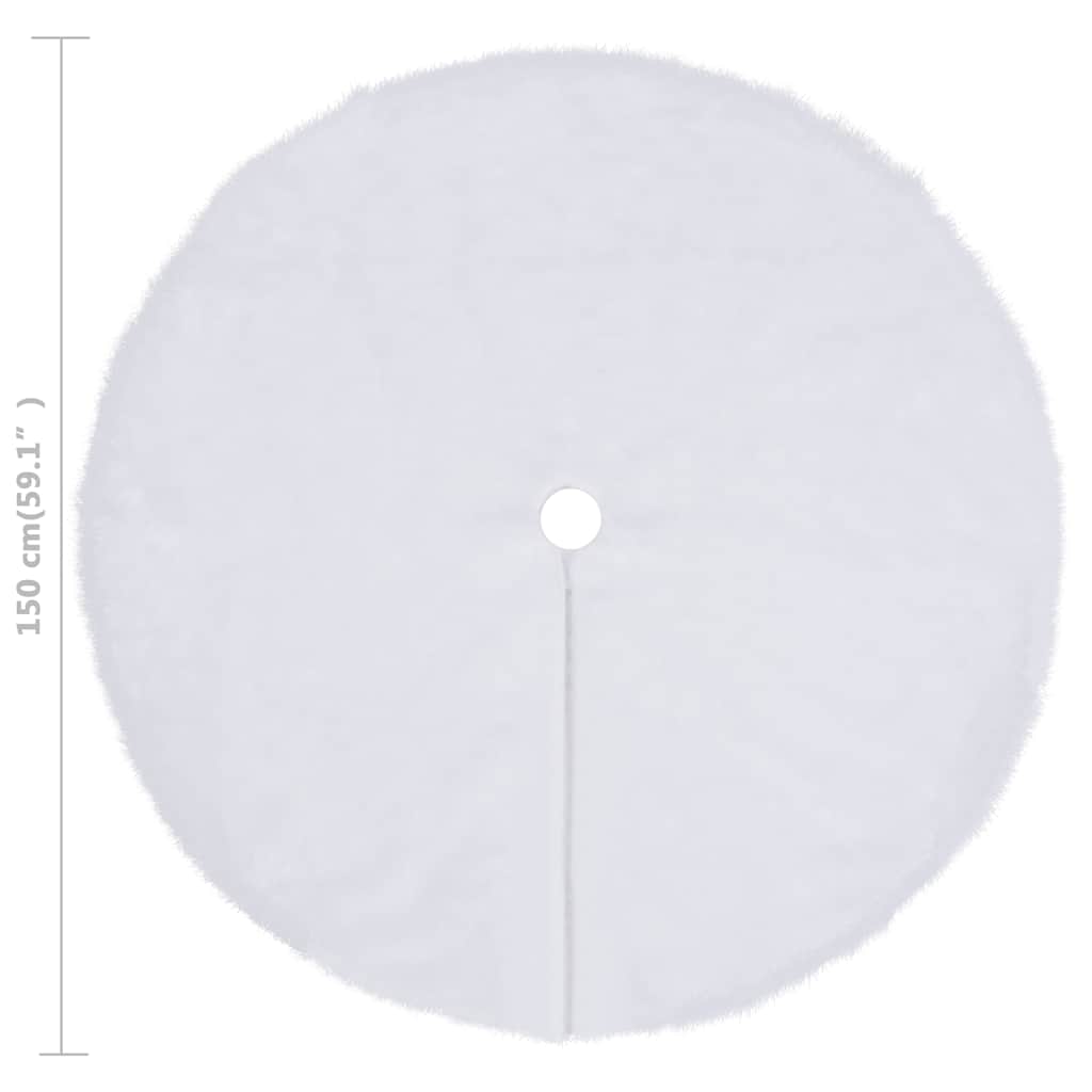 vidaXL Christmas Tree Skirt | White | Faux fur, Non-woven fabric | 150 cm