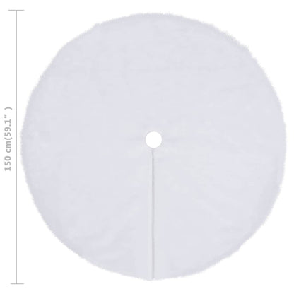 vidaXL Christmas Tree Skirt | White | Faux fur, Non-woven fabric | 150 cm
