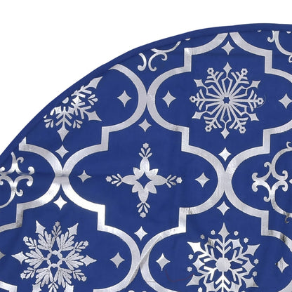 vidaXL Luxury Christmas Tree Skirt with Sock Blue 90 cm Fabric