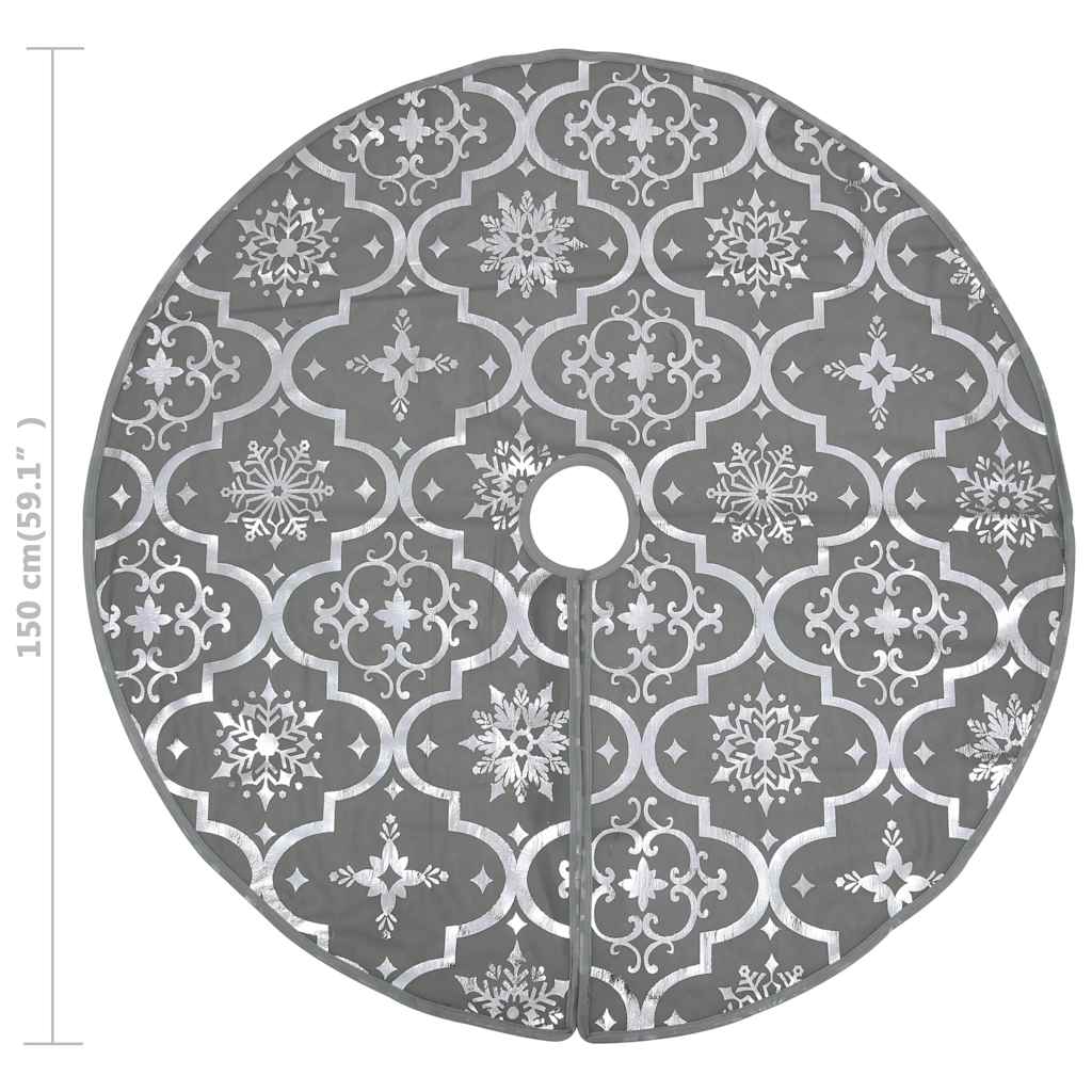 vidaXL Luxury Christmas Tree Skirt with Sock Grey 150 cm Fabric