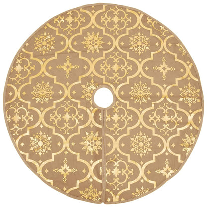 vidaXL Luxury Christmas Tree Skirt with Sock Yellow 90 cm Fabric