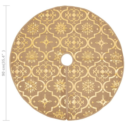 vidaXL Luxury Christmas Tree Skirt with Sock Yellow 90 cm Fabric