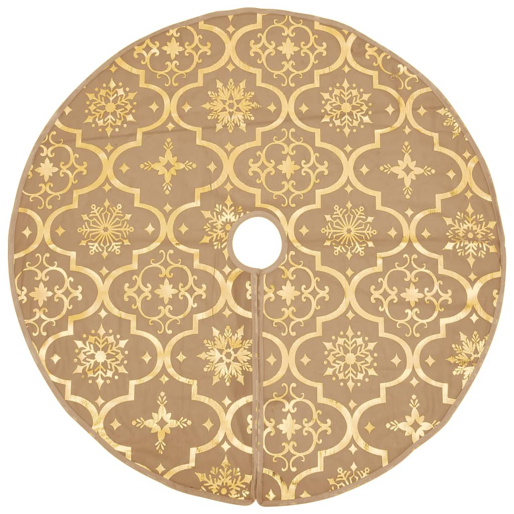 vidaXL Luxury Christmas Tree Skirt with Sock Yellow 122 cm Fabric