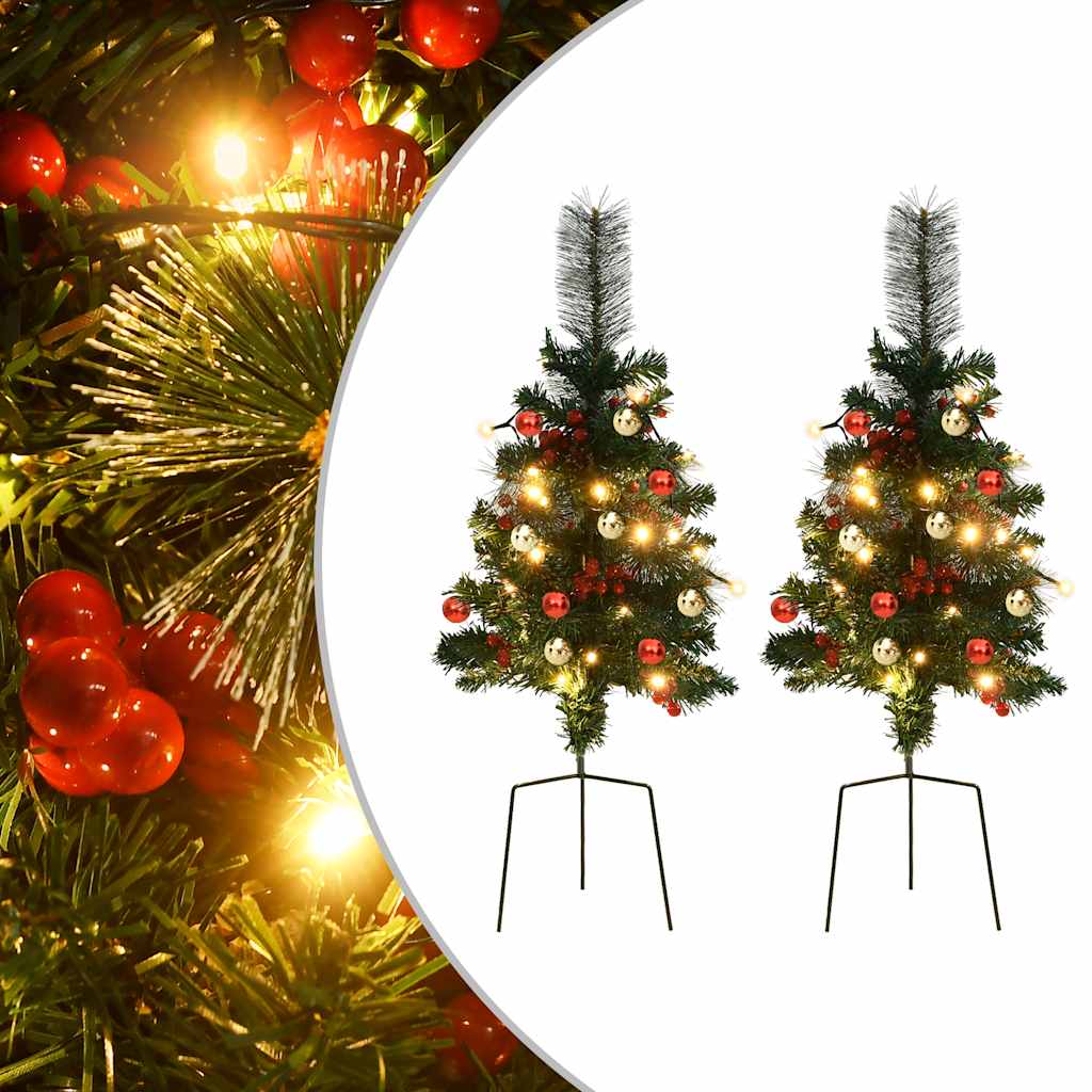 vidaXL Artificial Pathway Pre-lit Christmas Tree 2 pcs 76 cm PVC - Green
