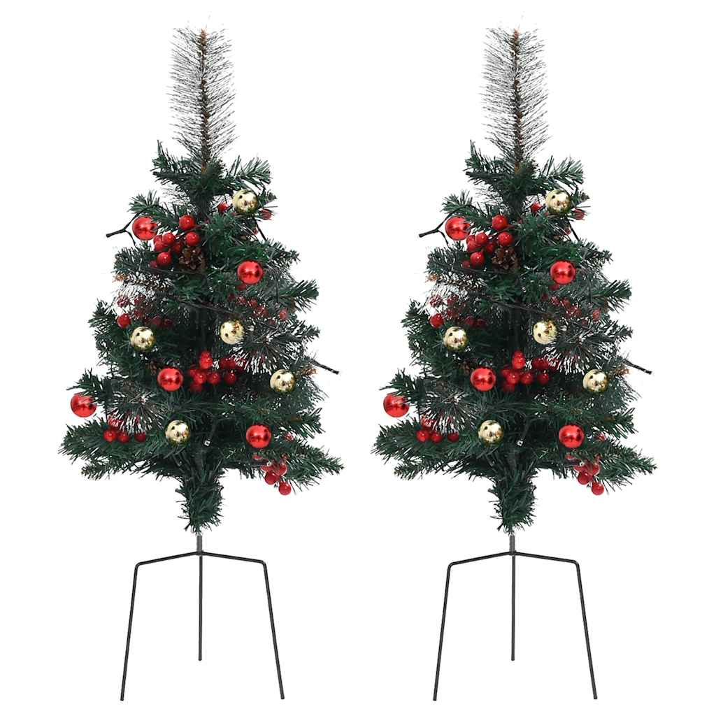vidaXL Artificial Pathway Pre-lit Christmas Tree 2 pcs 76 cm PVC - Green