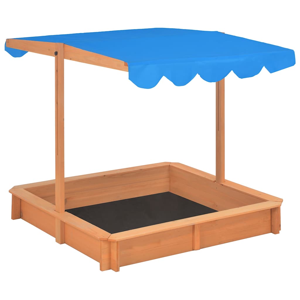 vidaXL Sandbox with Adjustable Roof Firwood 115x115x115 cm - Blue