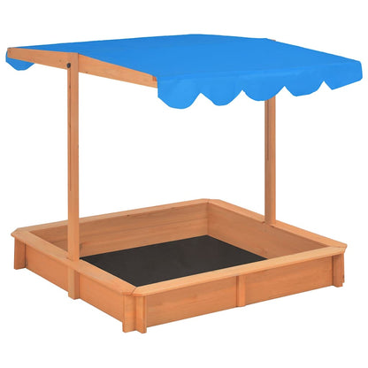 vidaXL Sandbox with Adjustable Roof Firwood 115x115x115 cm - Blue