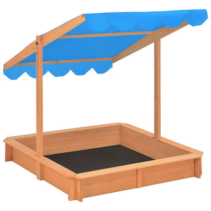 vidaXL Sandbox with Adjustable Roof Firwood 115x115x115 cm - Blue