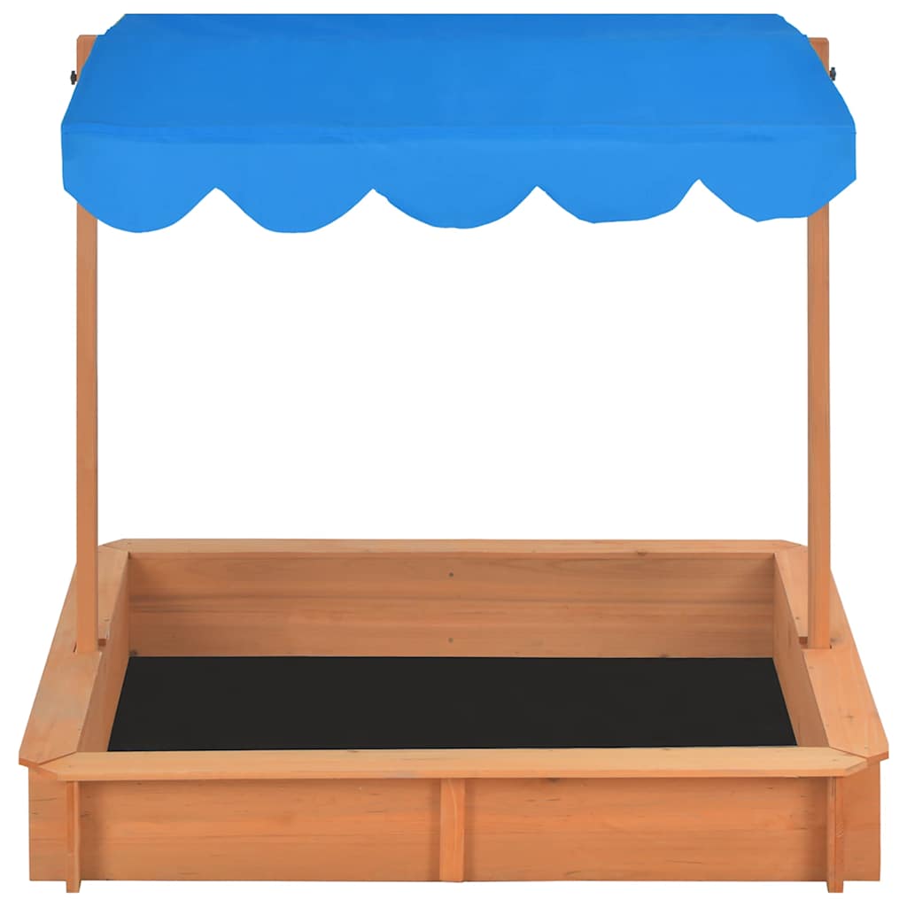 vidaXL Sandbox with Adjustable Roof Firwood 115x115x115 cm - Blue