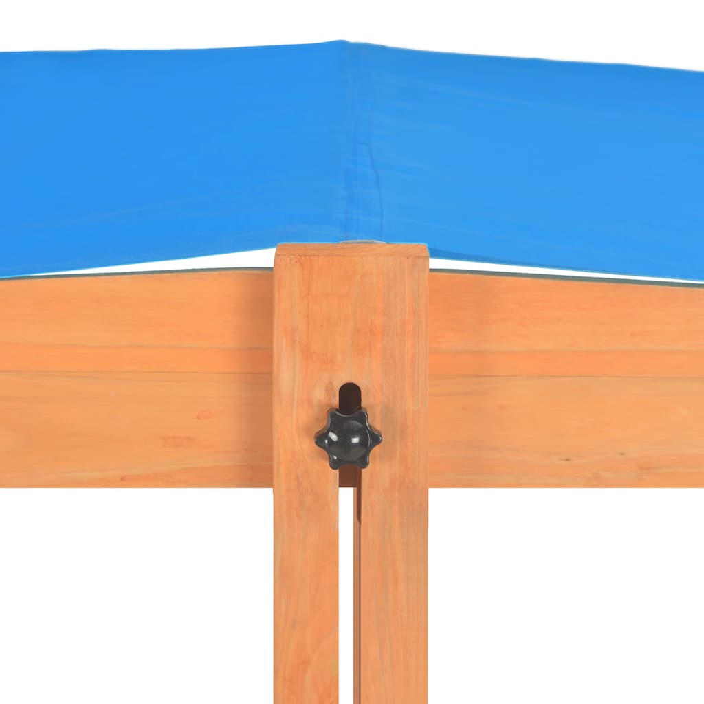 vidaXL Sandbox with Adjustable Roof Firwood 115x115x115 cm - Blue
