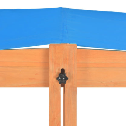vidaXL Sandbox with Adjustable Roof Firwood 115x115x115 cm - Blue