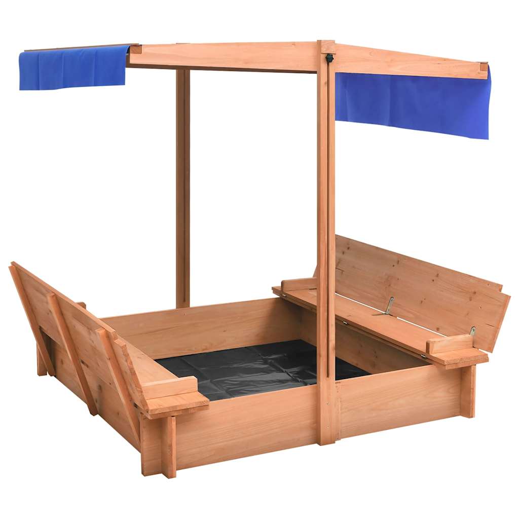 vidaXL Sandbox with Roof Firwood 112x112x112 cm - Brown