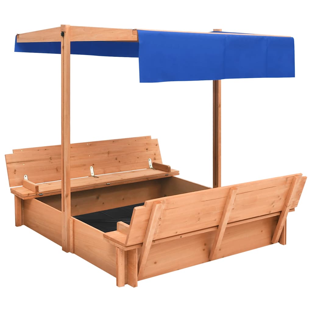 vidaXL Sandbox with Roof Firwood 112x112x112 cm - Brown