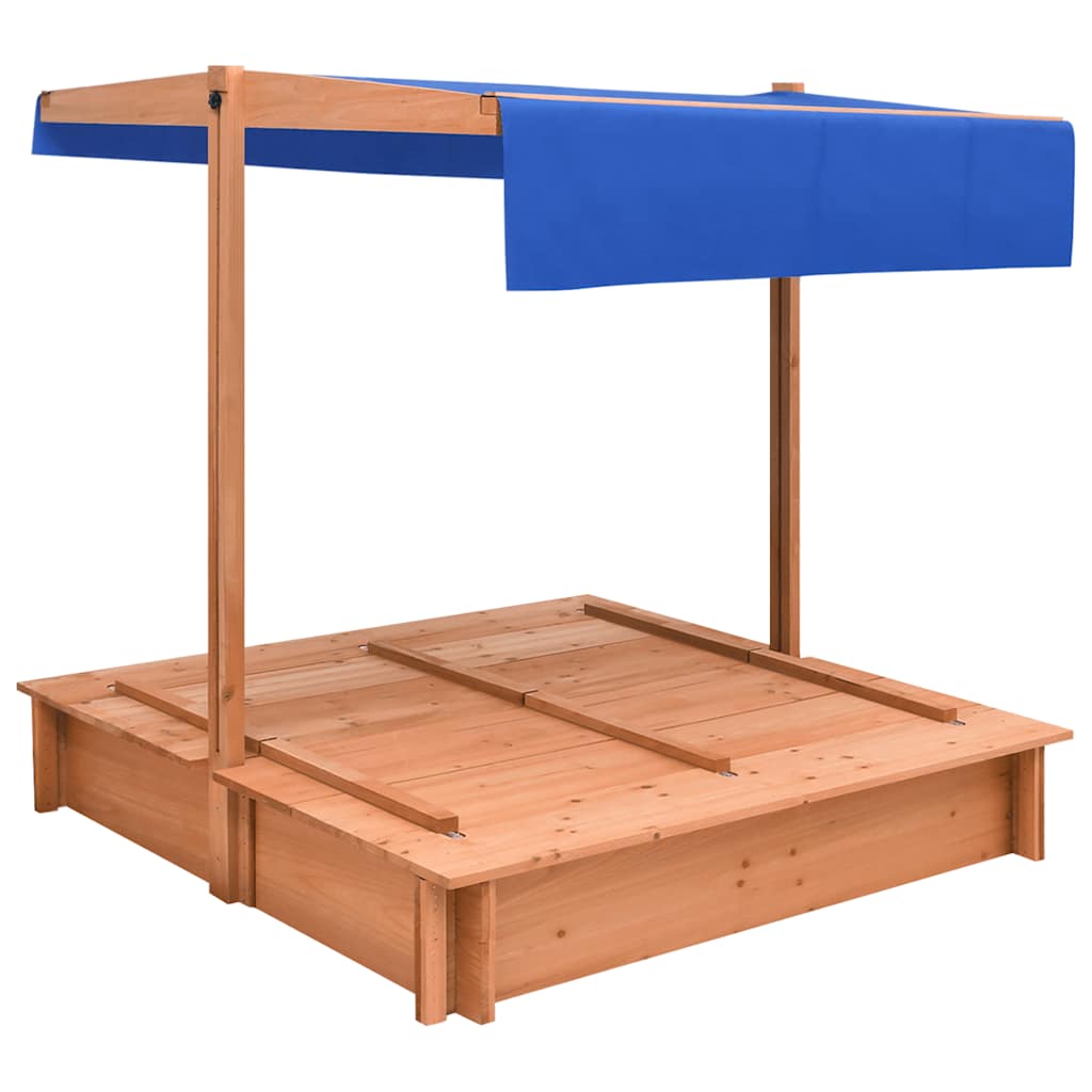 vidaXL Sandbox with Roof Firwood 112x112x112 cm - Brown