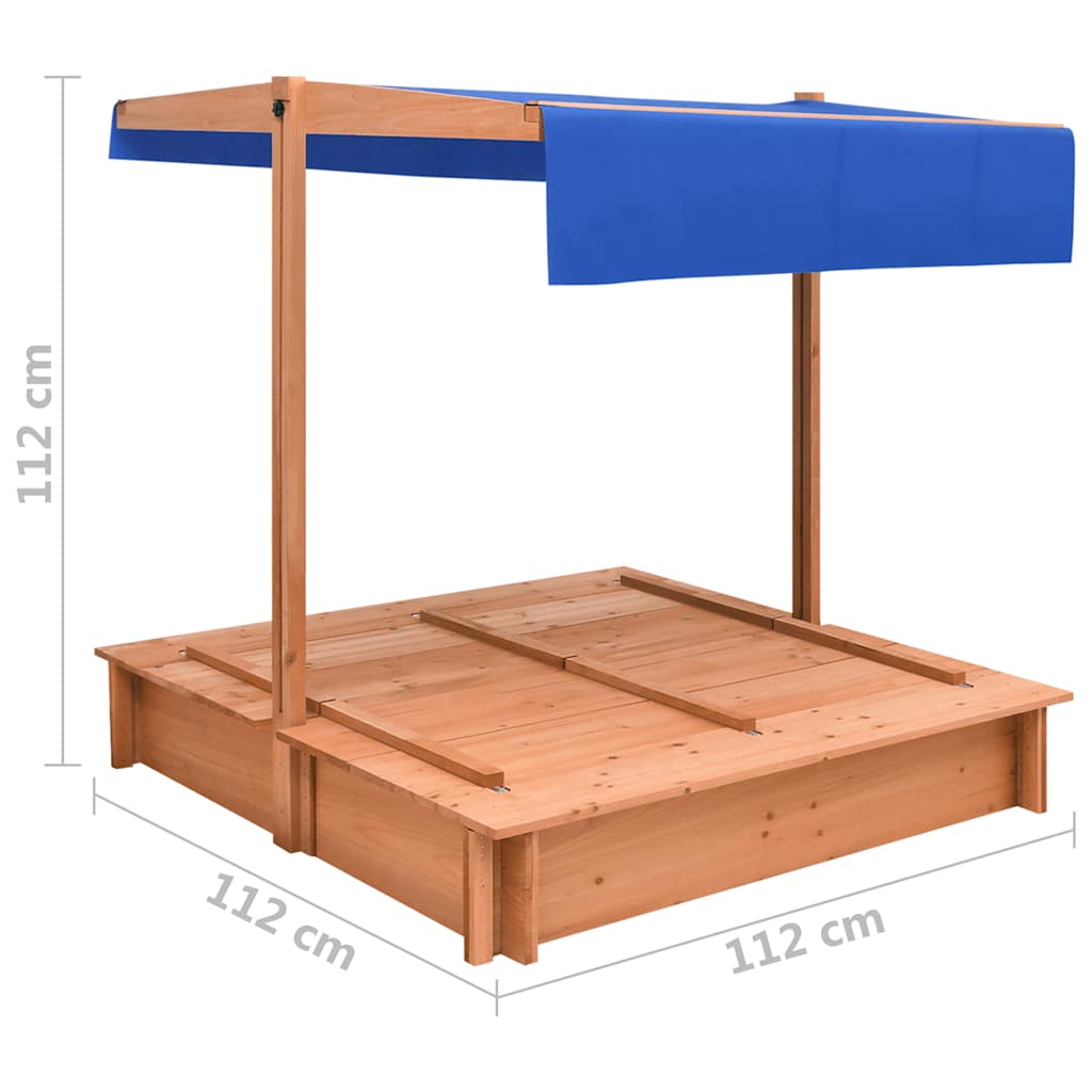 vidaXL Sandbox with Roof Firwood 112x112x112 cm - Brown