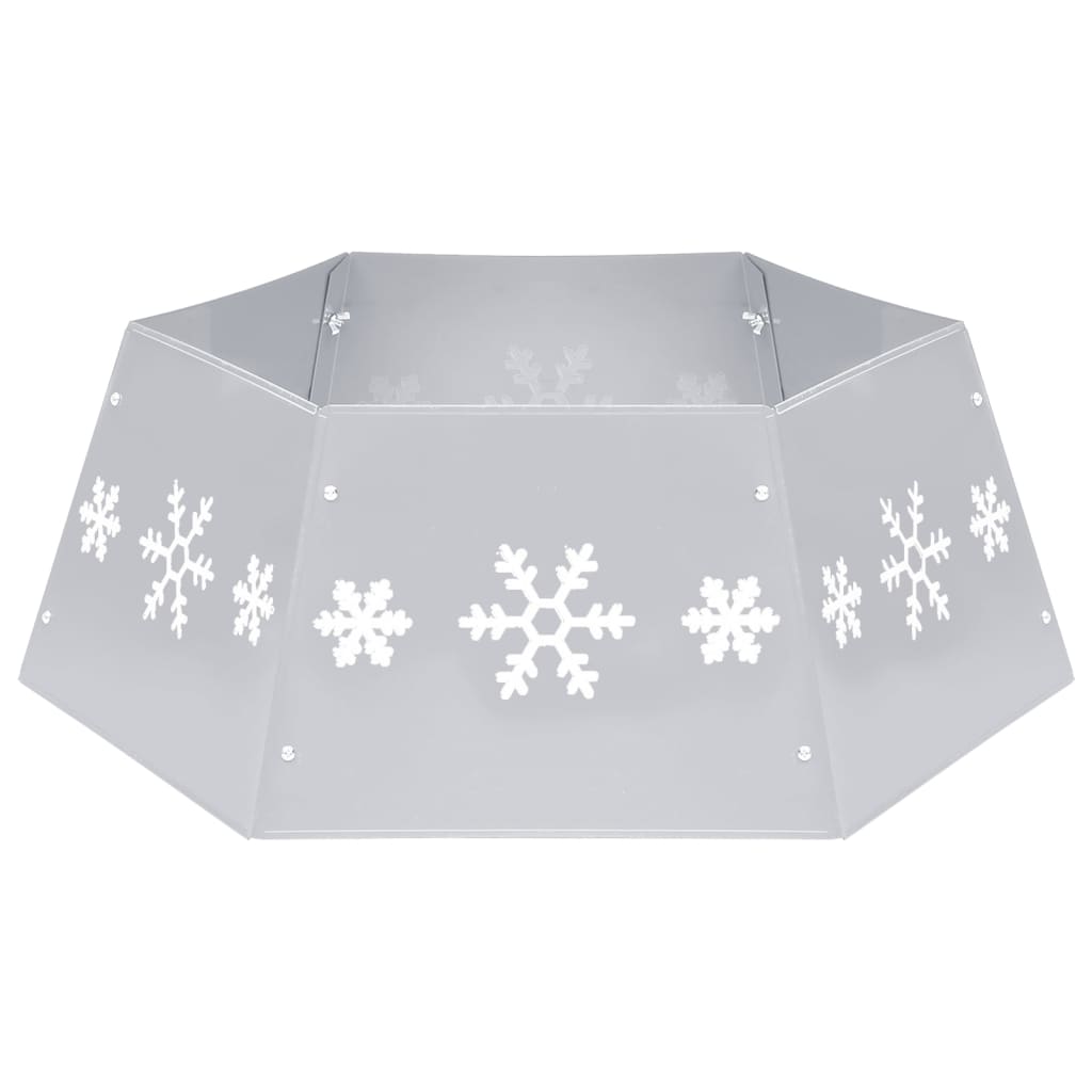 vidaXL Christmas Tree Skirt Silver and White Ø68x25 cm