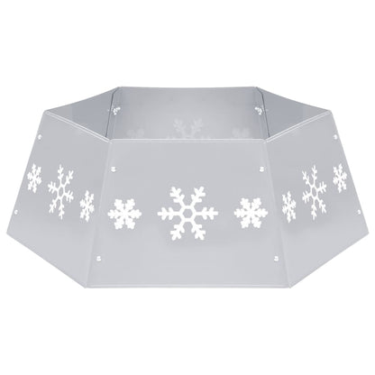 vidaXL Christmas Tree Skirt Silver and White Ø68x25 cm