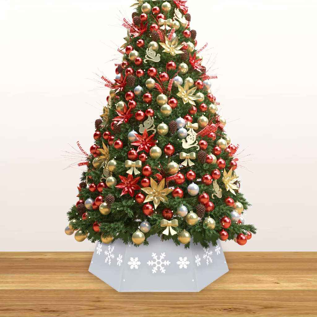 vidaXL Christmas Tree Skirt Silver and White Ø68x25 cm