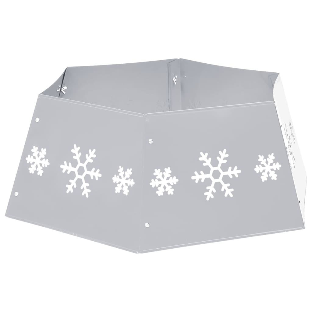 vidaXL Christmas Tree Skirt Silver and White Ø68x25 cm