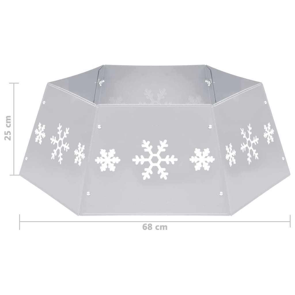 vidaXL Christmas Tree Skirt Silver and White Ø68x25 cm