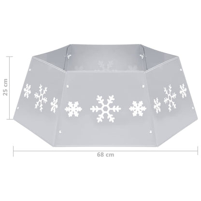 vidaXL Christmas Tree Skirt Silver and White Ø68x25 cm