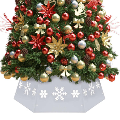 vidaXL Christmas Tree Skirt Silver and White Ø68x25 cm