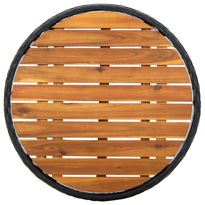 vidaXL Tea Table Black 60 cm Poly Rattan and Solid Acacia Wood
