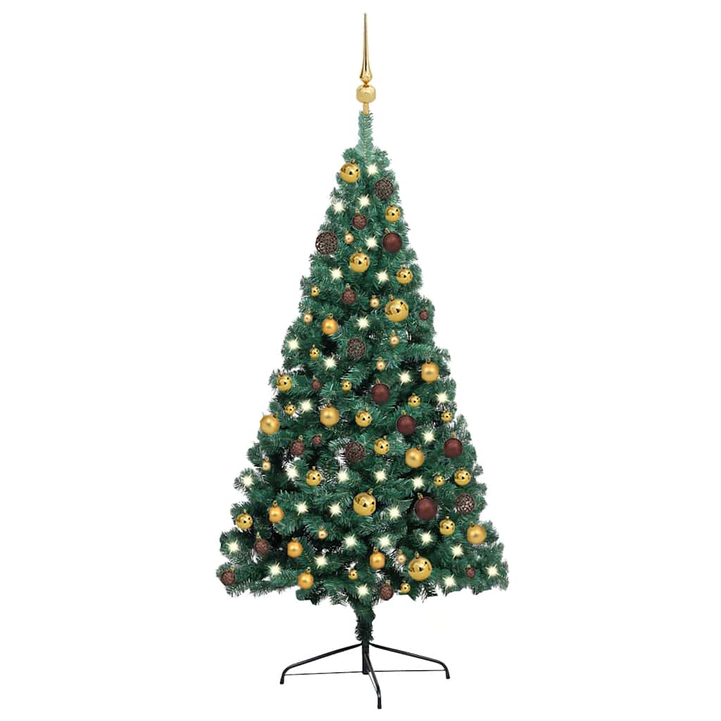 vidaXL Artificial Half Pre-lit Christmas Tree with Ball Set Green 120 cm - 46960