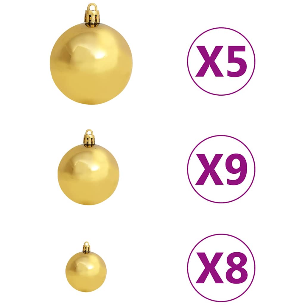 vidaXL Artificial Half Pre-lit Christmas Tree with Ball Set Green 120 cm - 46960
