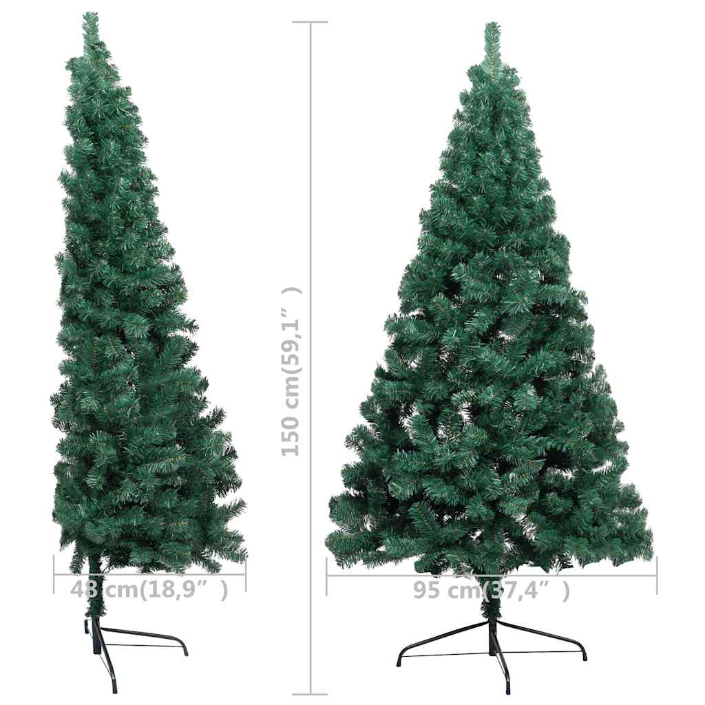vidaXL Artificial Half Pre-lit Christmas Tree with Ball Set Green 150 cm - Gre - 95 x 95 x 150 cm