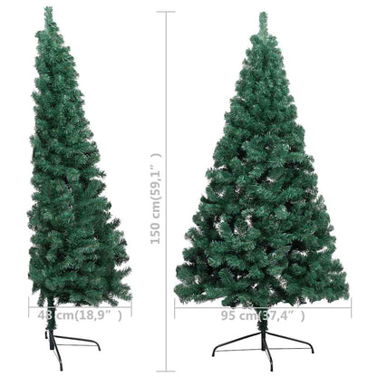 vidaXL Artificial Half Pre-lit Christmas Tree with Ball Set Green 150 cm - Gre - 95 x 95 x 150 cm