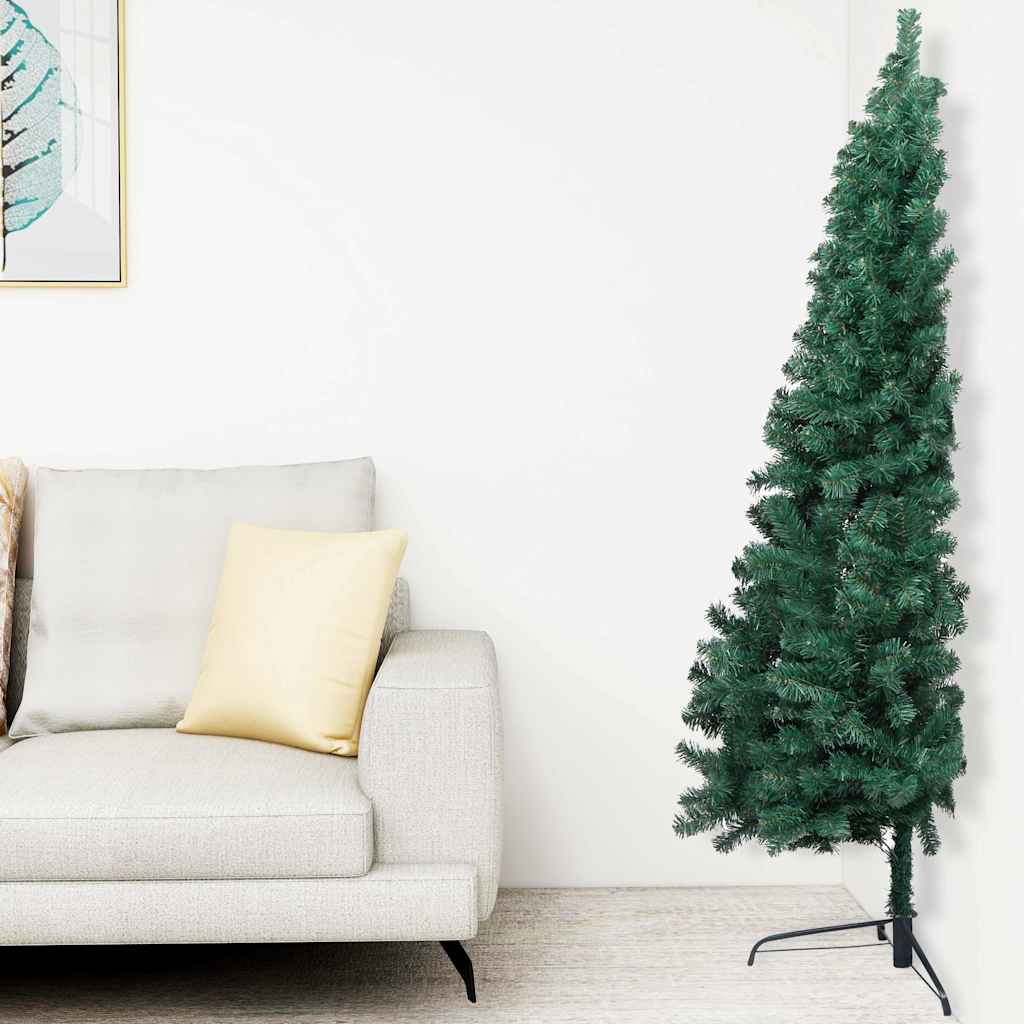 vidaXL Artificial Half Pre-lit Christmas Tree with Ball Set Green 180 cm - Gre - 110 x 110 x 180 cm