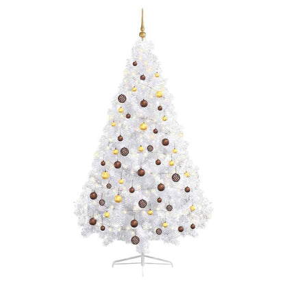 vidaXL Artificial Half Pre-lit Christmas Tree with Ball Set White 180 cm - 110 x 110 x 180 cm