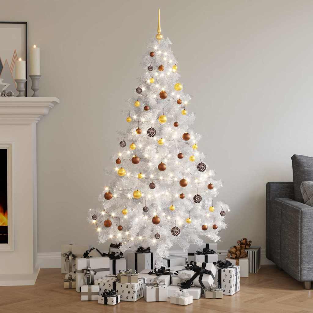 vidaXL Artificial Half Pre-lit Christmas Tree with Ball Set White 180 cm - 110 x 110 x 180 cm